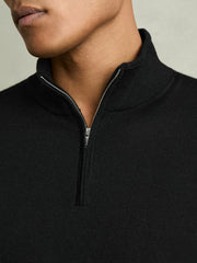 Reiss | Merino Wool Half-Zip Jumper in Black