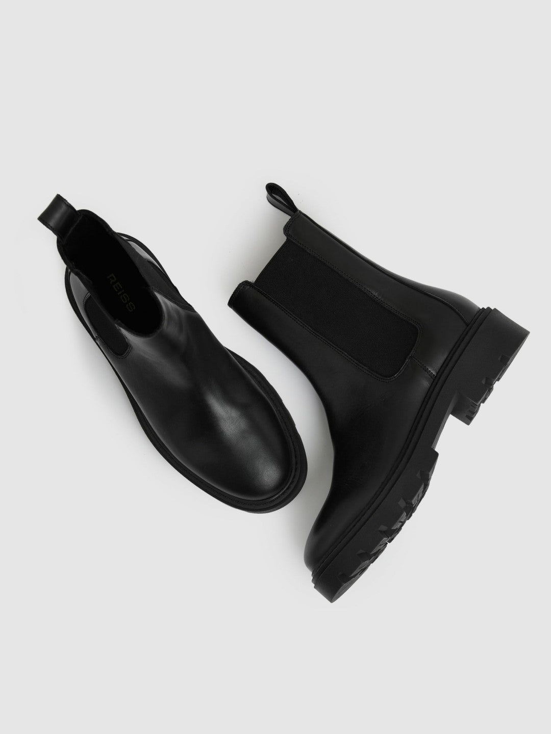 Reiss | Leather Cleated Sole Chelsea Boots in Black