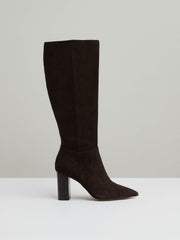 Reiss | Block Heel Knee High Boots in Chocolate