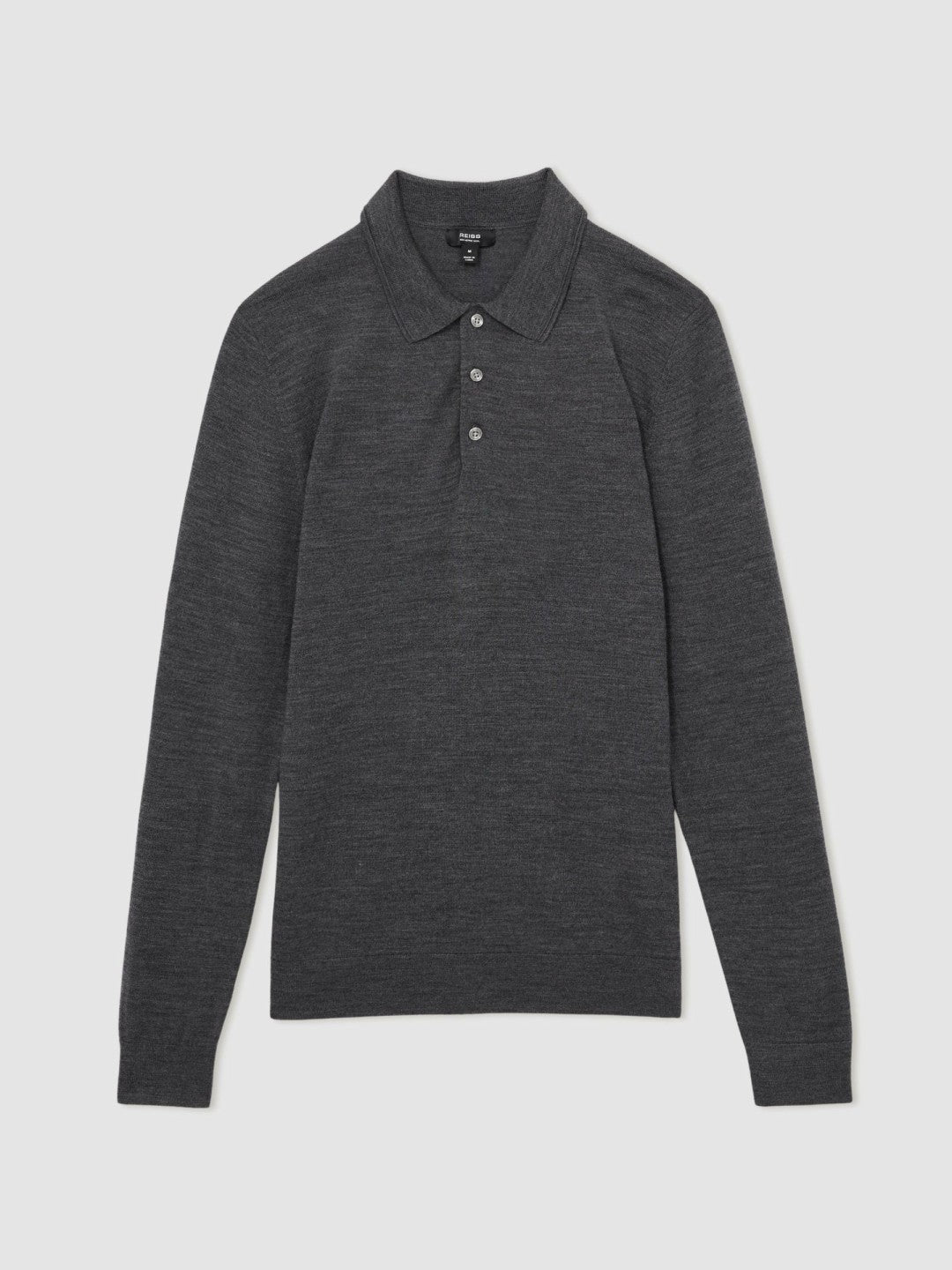 Reiss | Merino Wool Polo Shirt in Derby Grey Marl