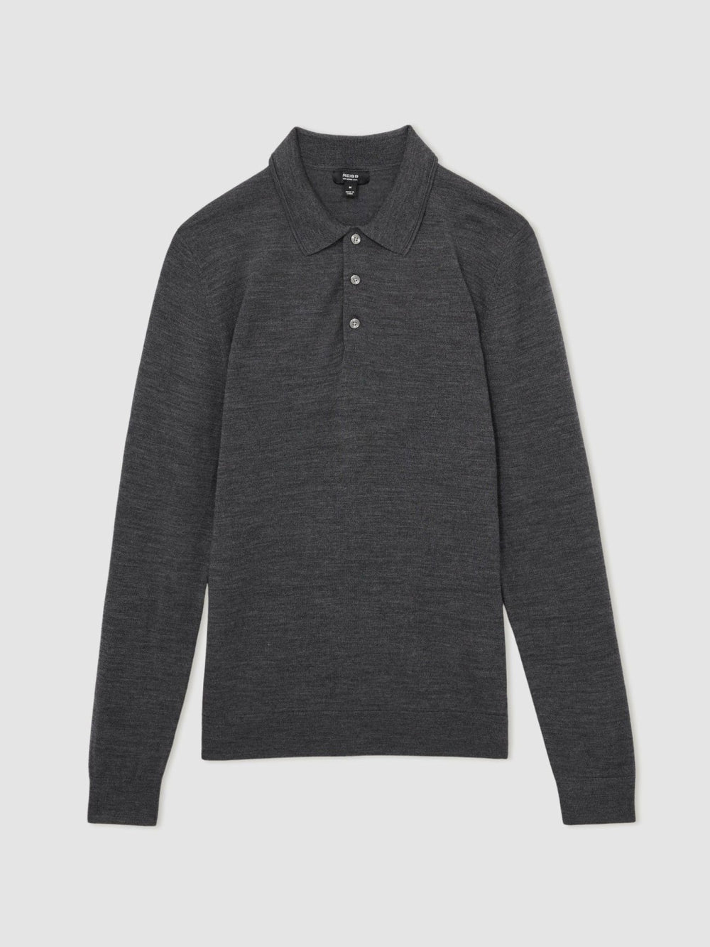 Reiss | Merino Wool Polo Shirt in Derby Grey Marl