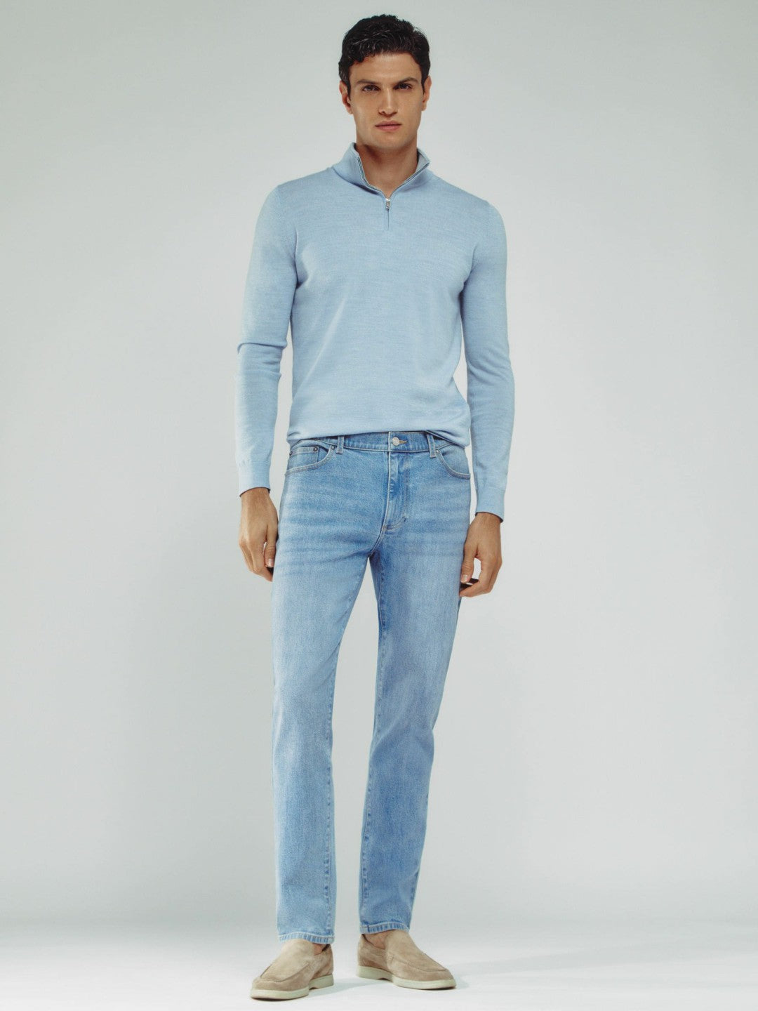 Reiss | Cotton-Stretch Slim-Fit Jeans in Light Blue Wash