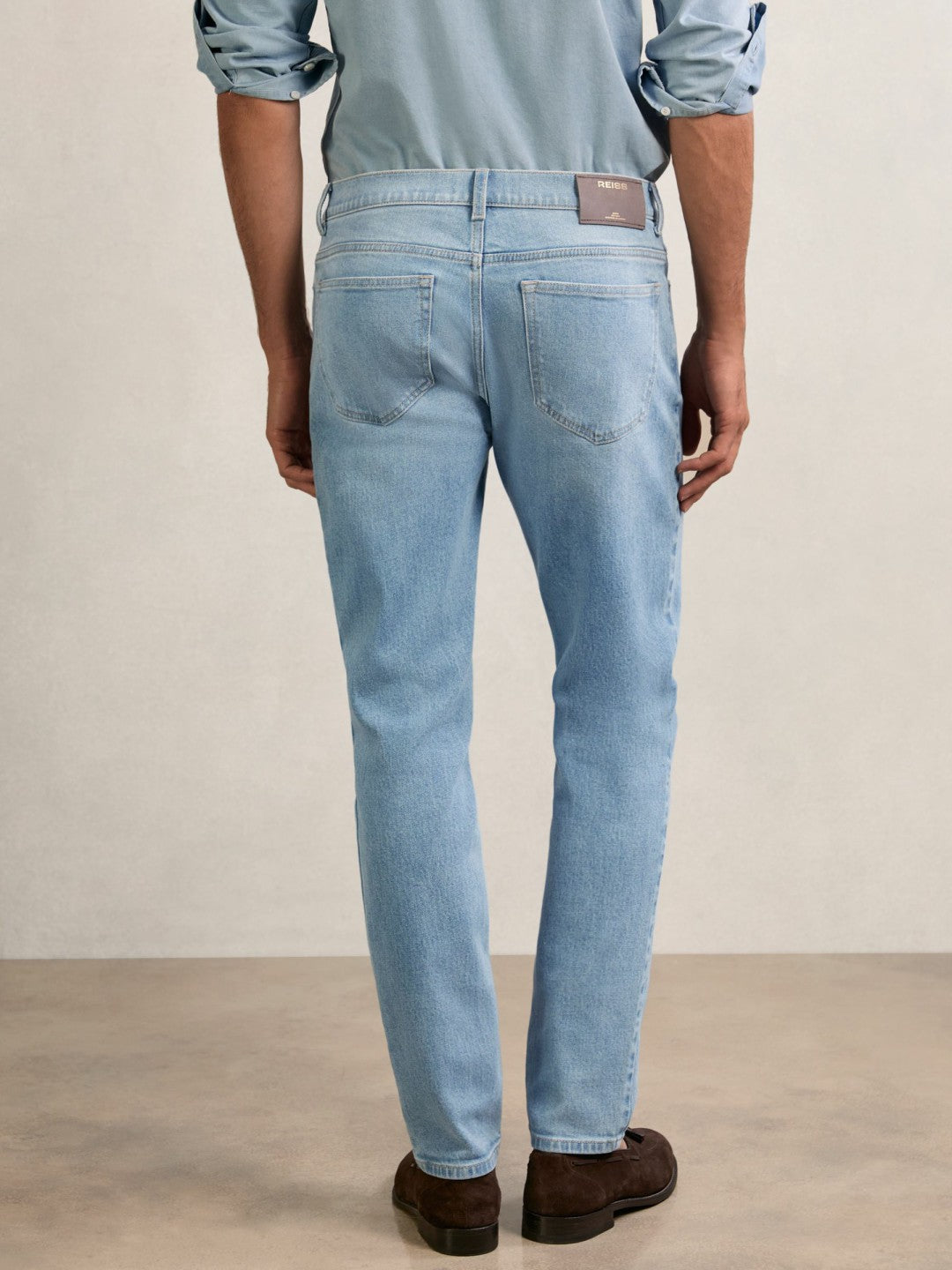 Reiss | Cotton-Stretch Slim-Fit Jeans in Light Blue Wash