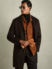 Reiss | Leather Zip-Side Gloves in Tan