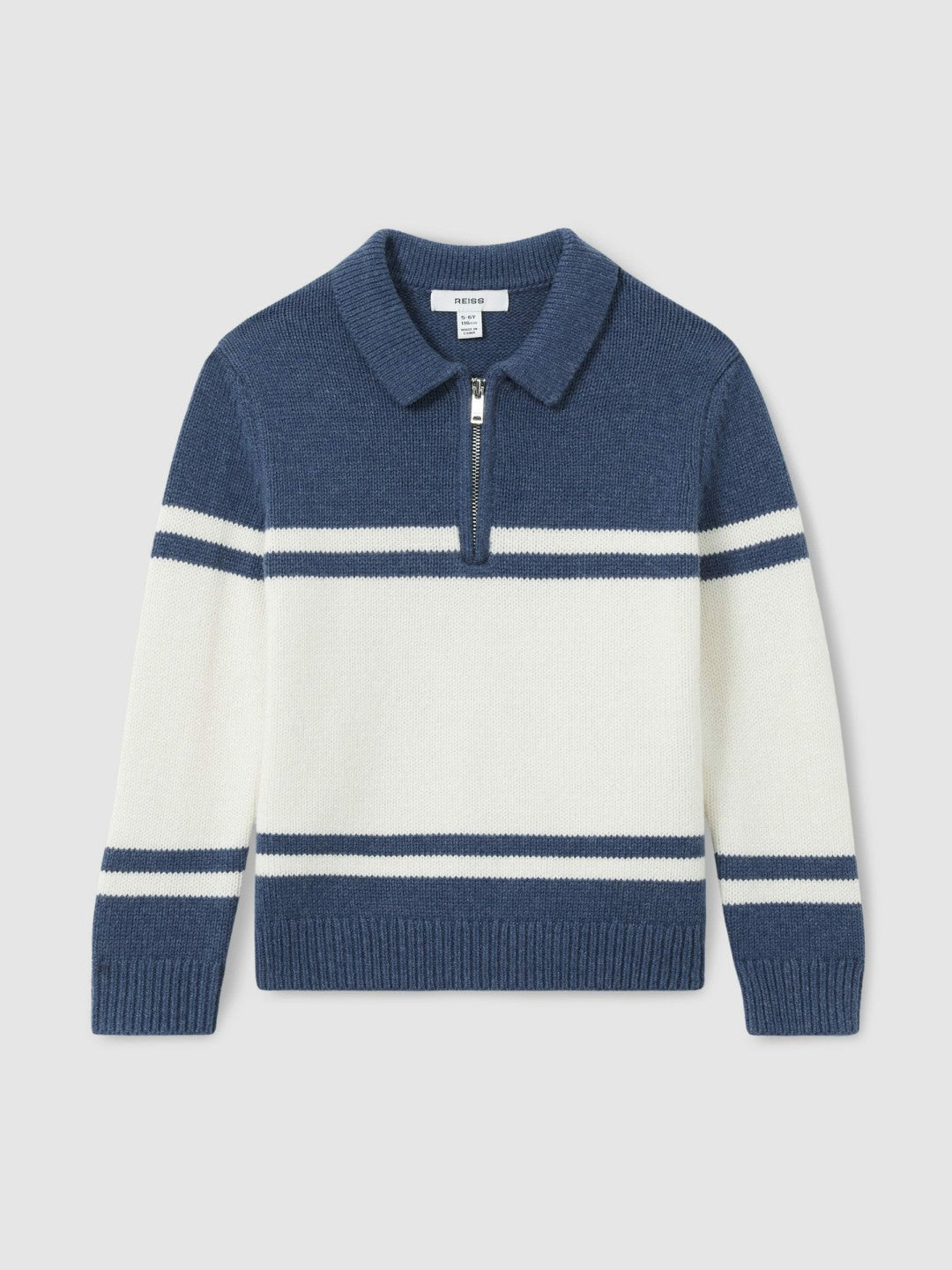 Reiss | 9-13 yrs Half-Zip Colour-Block Polo Shirt in Blue/White