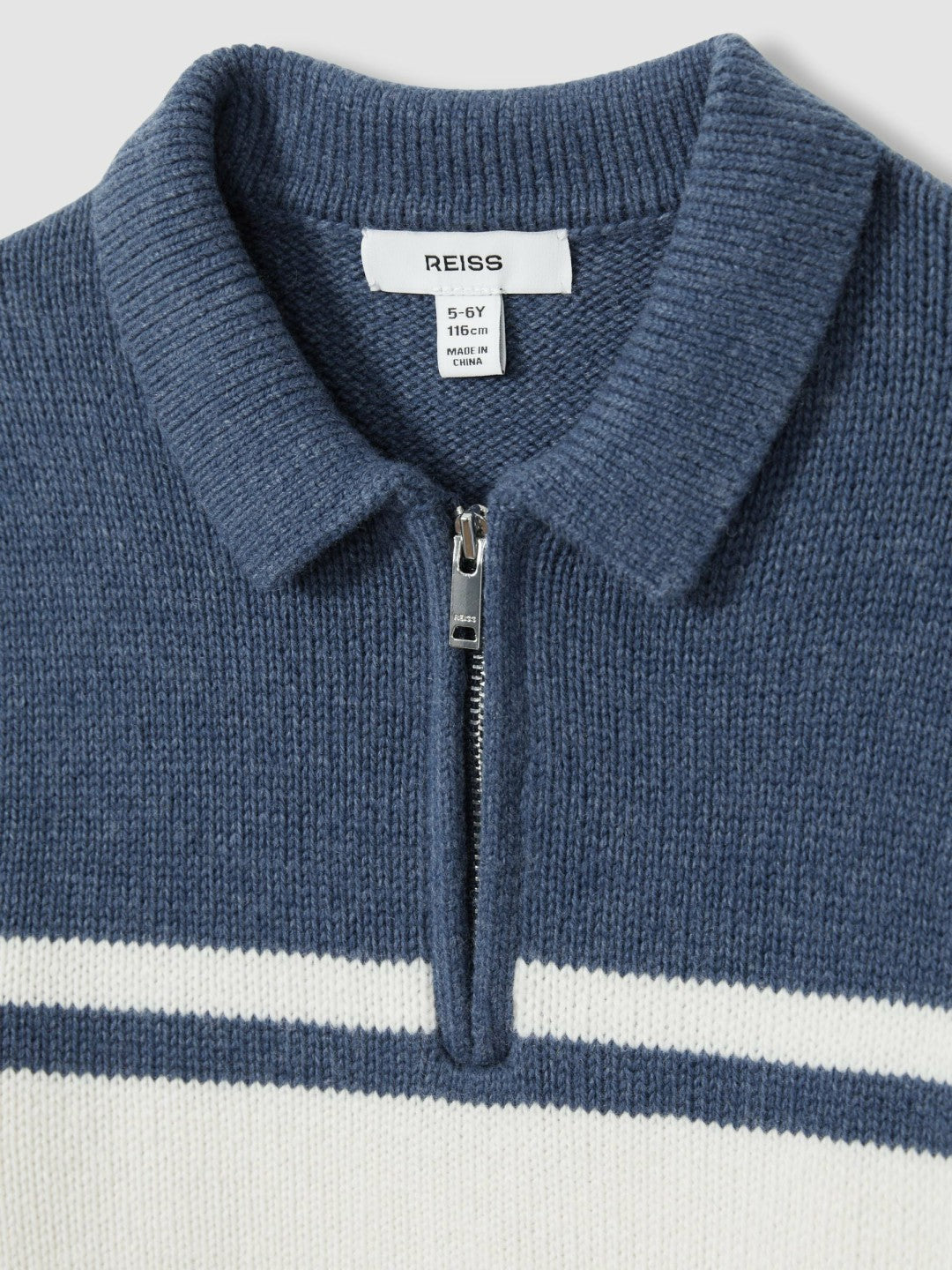 Reiss | 9-13 yrs Half-Zip Colour-Block Polo Shirt in Blue/White