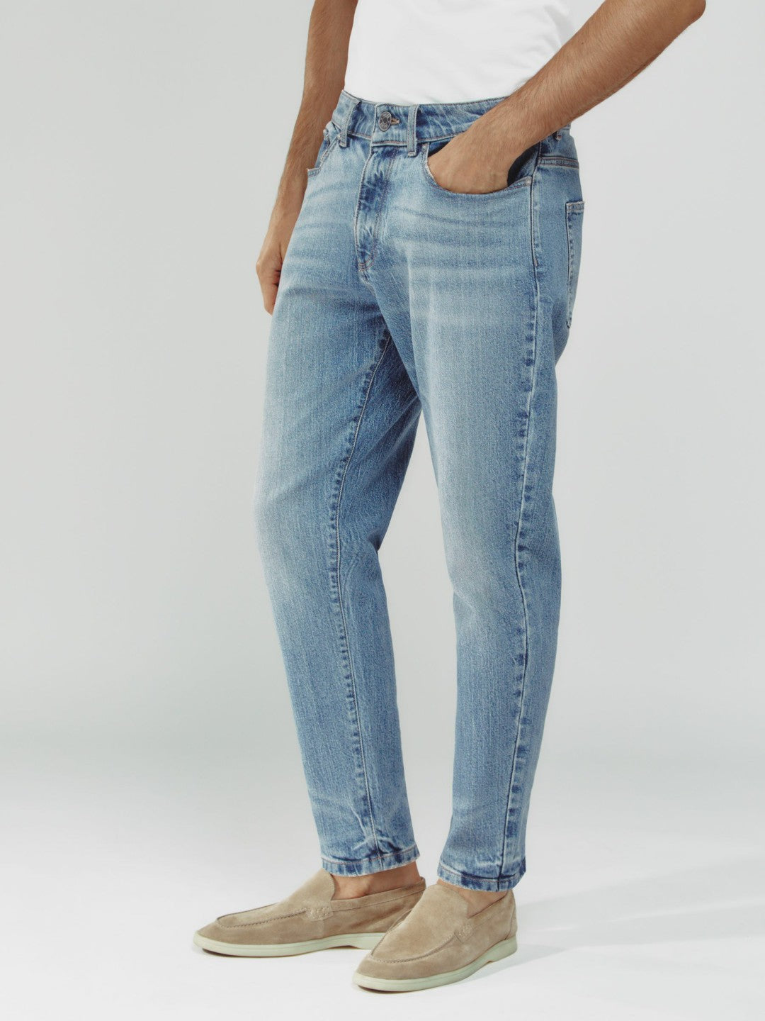Reiss | Relaxed-Fit Cropped Jeans in Light Blue Wash