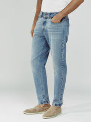 Reiss | Relaxed-Fit Cropped Jeans in Light Blue Wash
