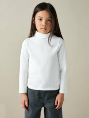 Reiss | 9-13 yrs Cotton-Jersey Roll-Neck Top with Stretch in Ivory