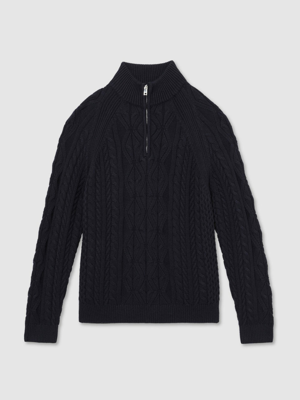 Reiss | Cable-Knit Half-Zip Jumper in Navy