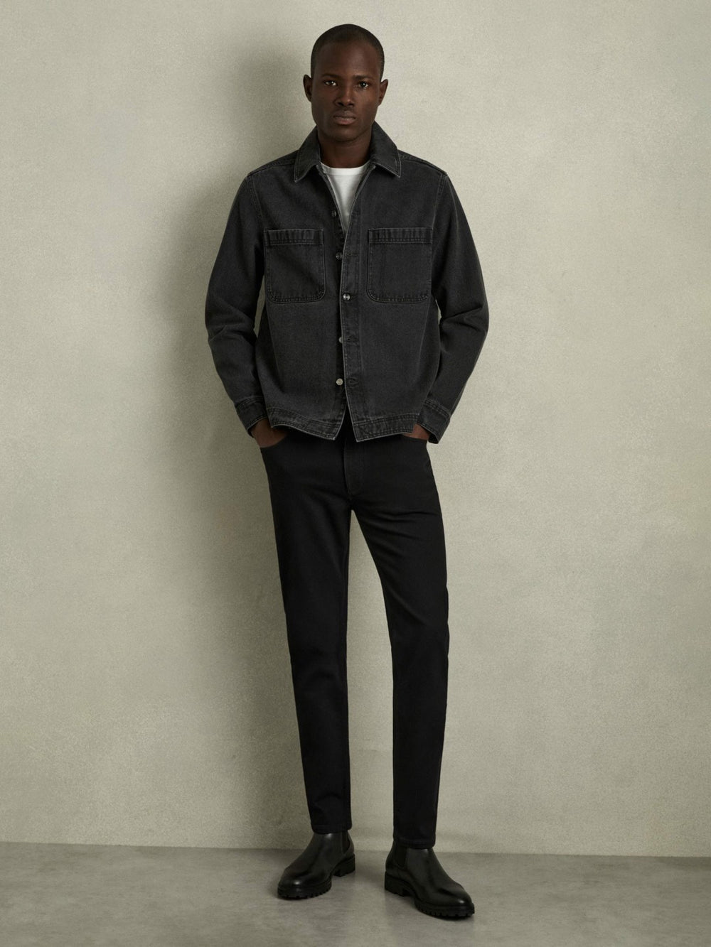 Reiss | Cotton-Stretch Slim-Fit Jeans in Stay Black