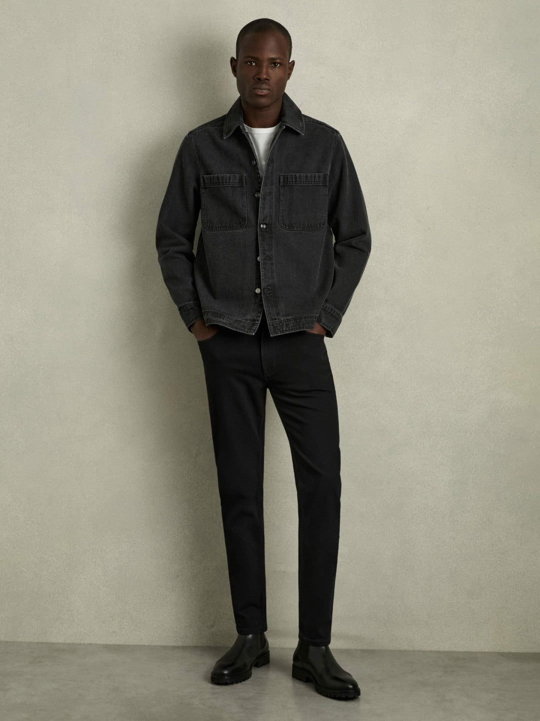 Reiss | Cotton-Stretch Slim-Fit Jeans in Stay Black
