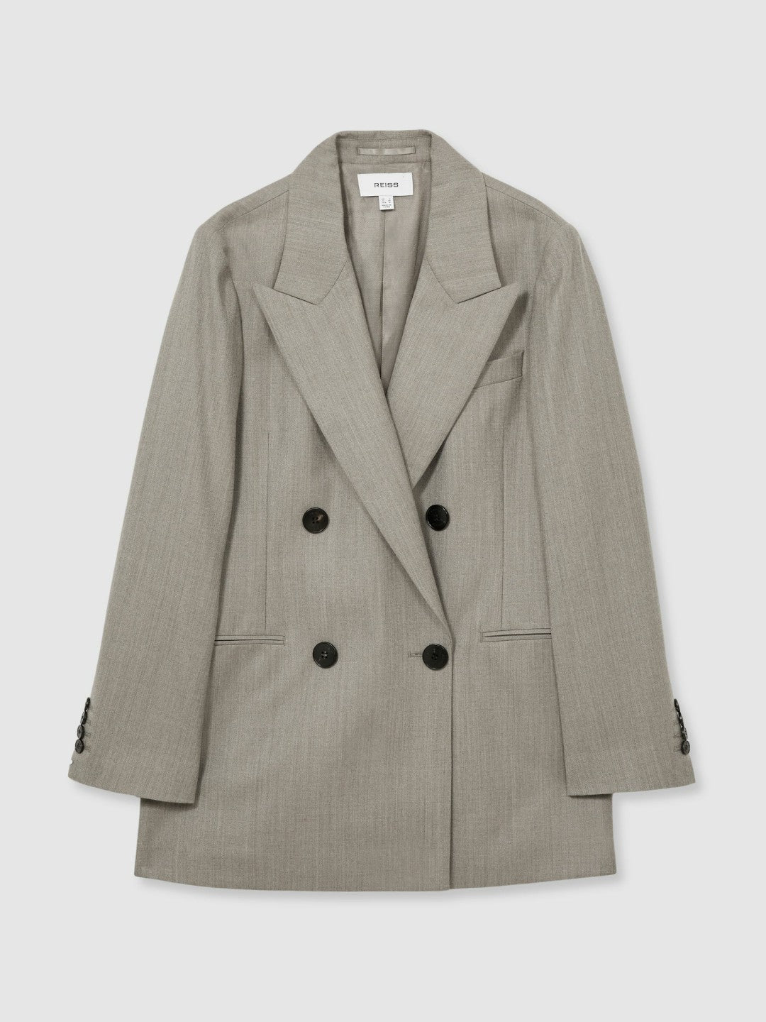 Reiss | Wool Oversized Double-Breasted Blazer in Grey