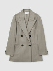 Reiss | Wool Oversized Double-Breasted Blazer in Grey