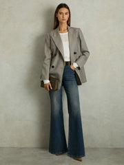 Reiss | Wool Oversized Double-Breasted Blazer in Grey