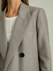 Reiss | Wool Oversized Double-Breasted Blazer in Grey