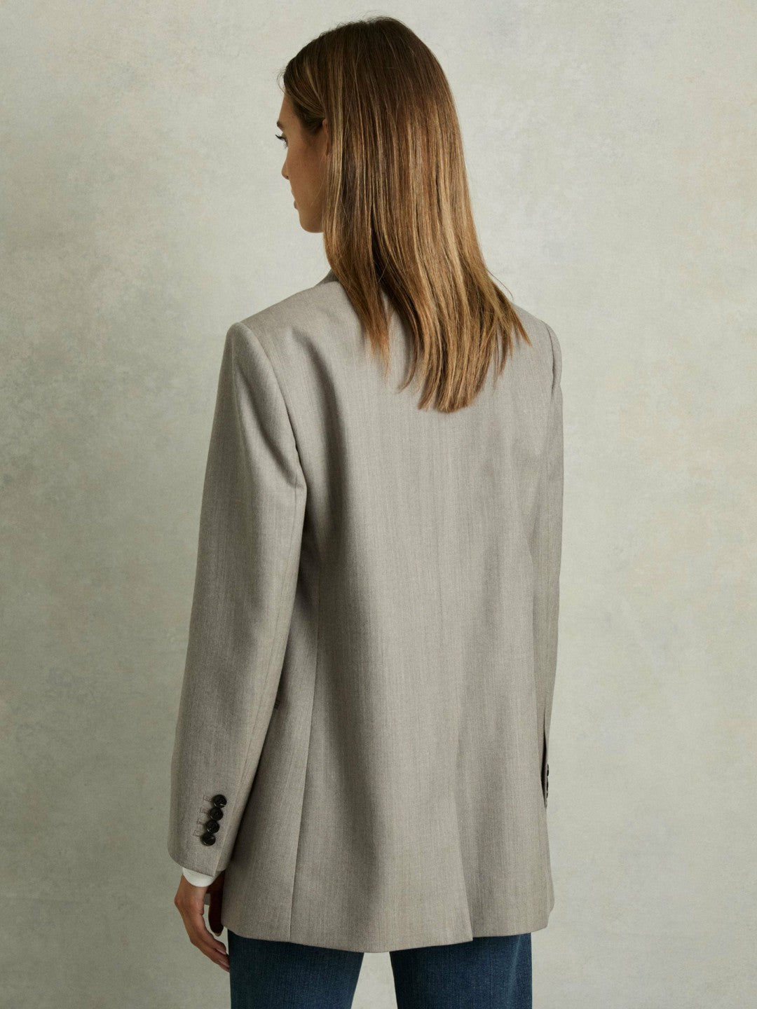 Reiss | Wool Oversized Double-Breasted Blazer in Grey