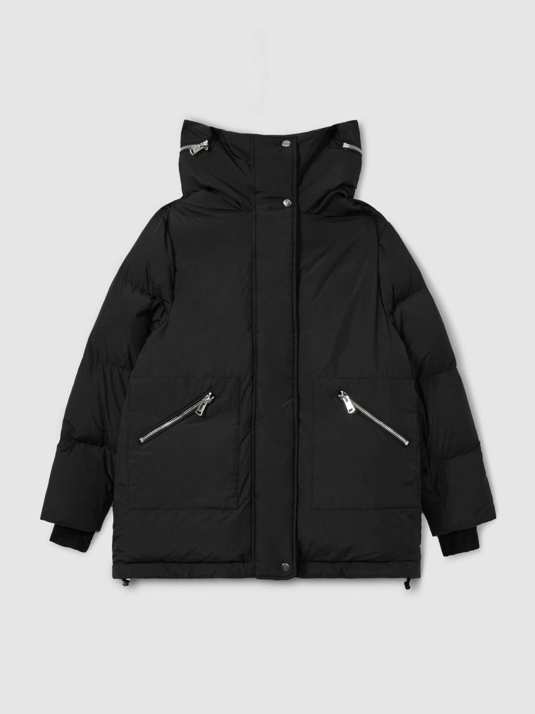 Reiss | Petite Concealed-Hood Puffer Coat in Black