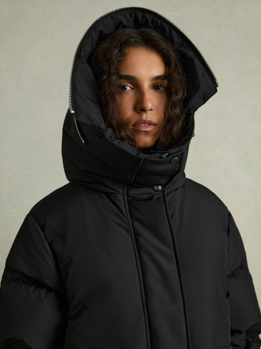 Reiss | Petite Concealed-Hood Puffer Coat in Black
