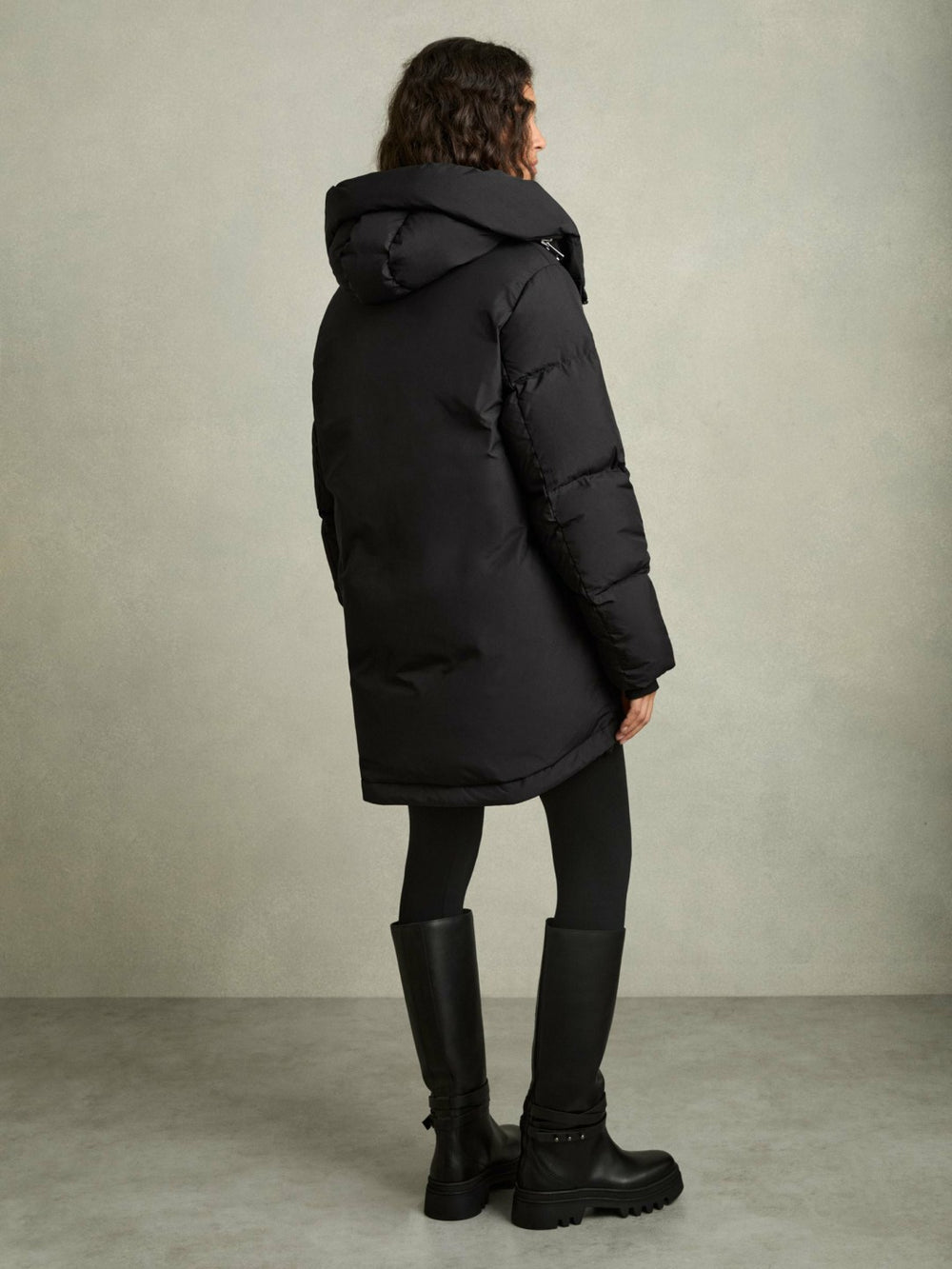 Reiss | Petite Concealed-Hood Puffer Coat in Black