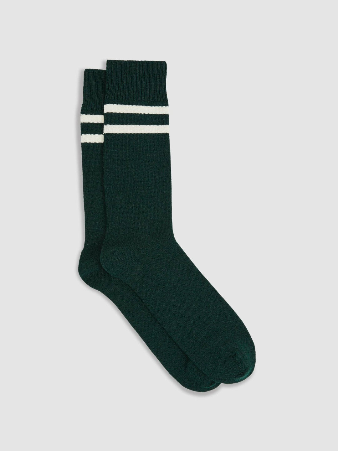 Reiss | Striped Socks With Wool And Cashmere in Forest Green/Ecru
