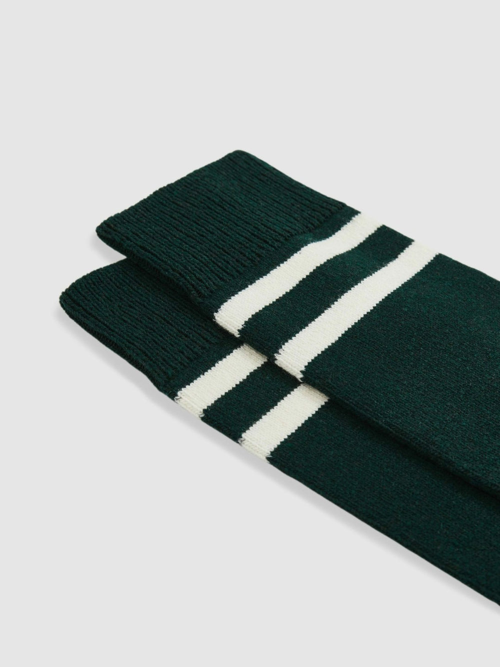 Reiss | Striped Socks With Wool And Cashmere in Forest Green/Ecru