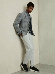 Reiss | Leather Suede Running Trainers in Black/White