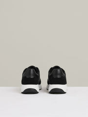 Reiss | Leather Suede Running Trainers in Black/White