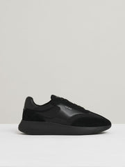 Reiss | Leather Suede Running Trainers in All Black