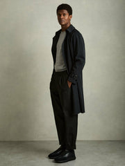 Reiss | Leather Suede Running Trainers in All Black