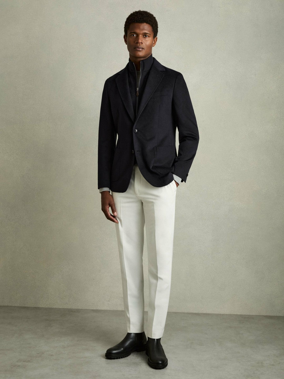 Reiss | Single-Breasted Blazer With Gilet Insert Regular-Fit in Navy