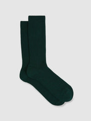Reiss | Ribbed Socks With Wool And Cashmere in Forest Green