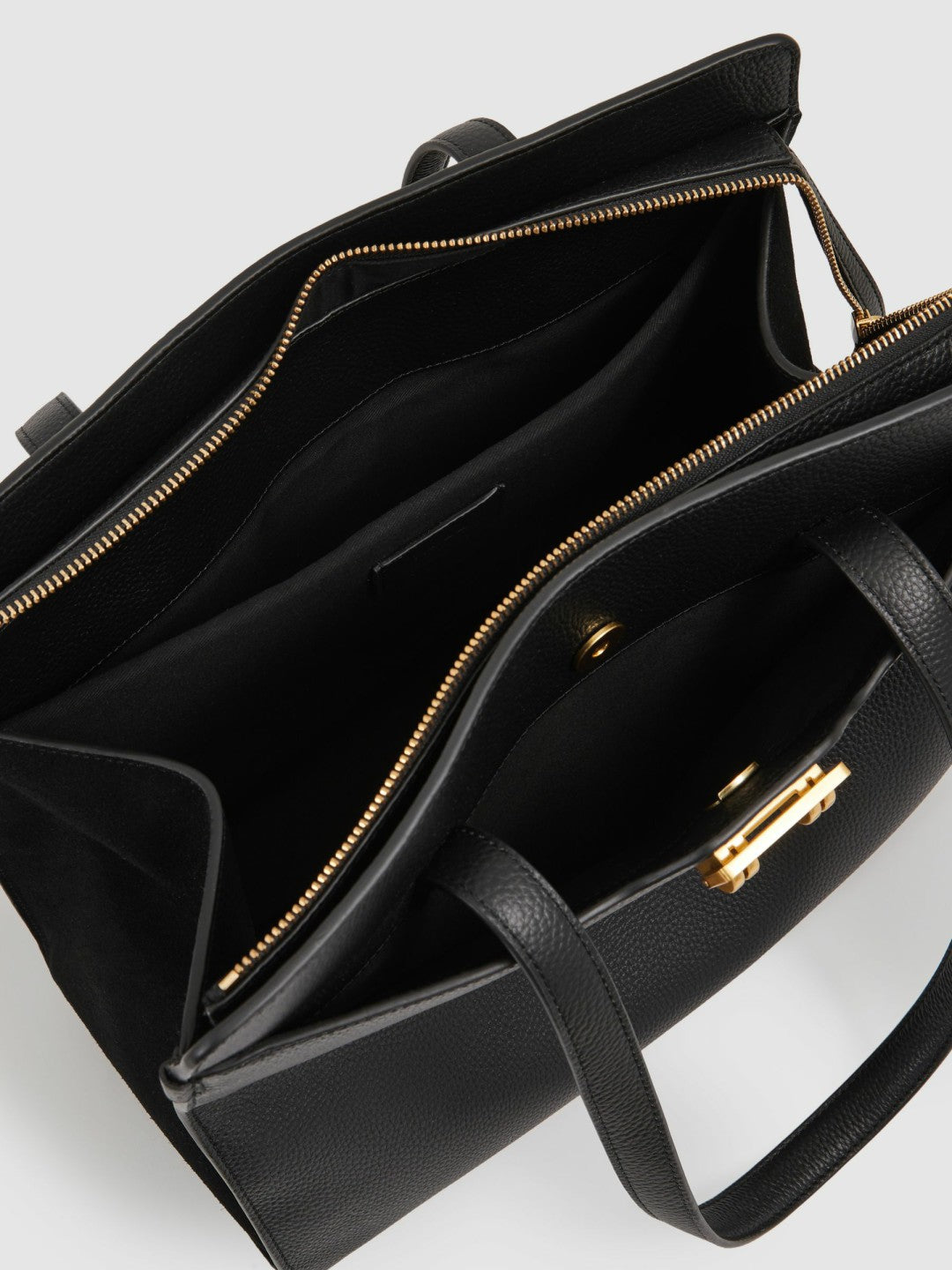 Reiss | Grained Leather Tote Bag in Black