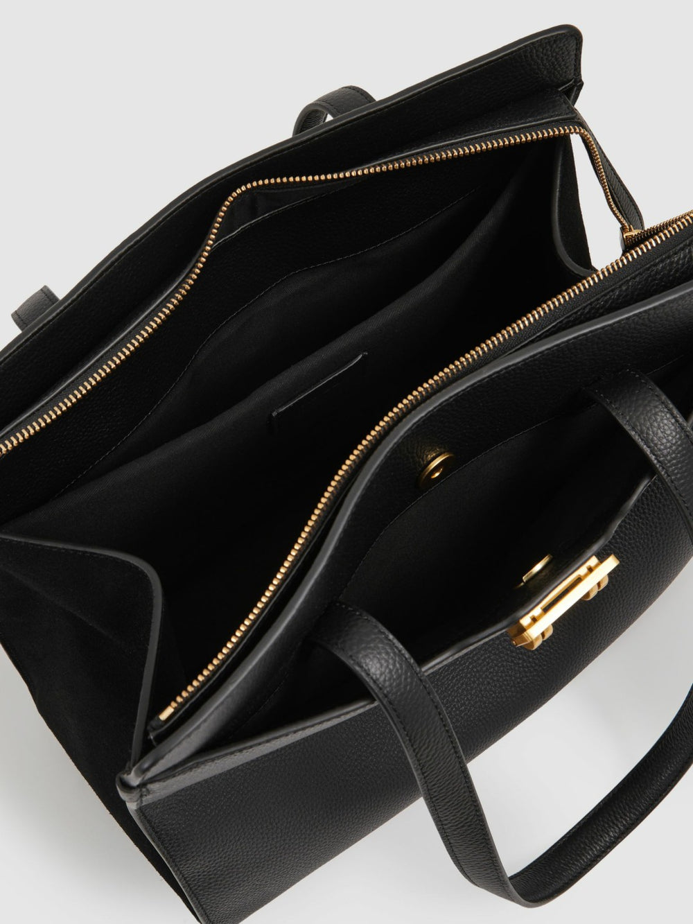 Reiss | Grained Leather Tote Bag in Black