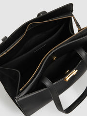Reiss | Grained Leather Tote Bag in Black