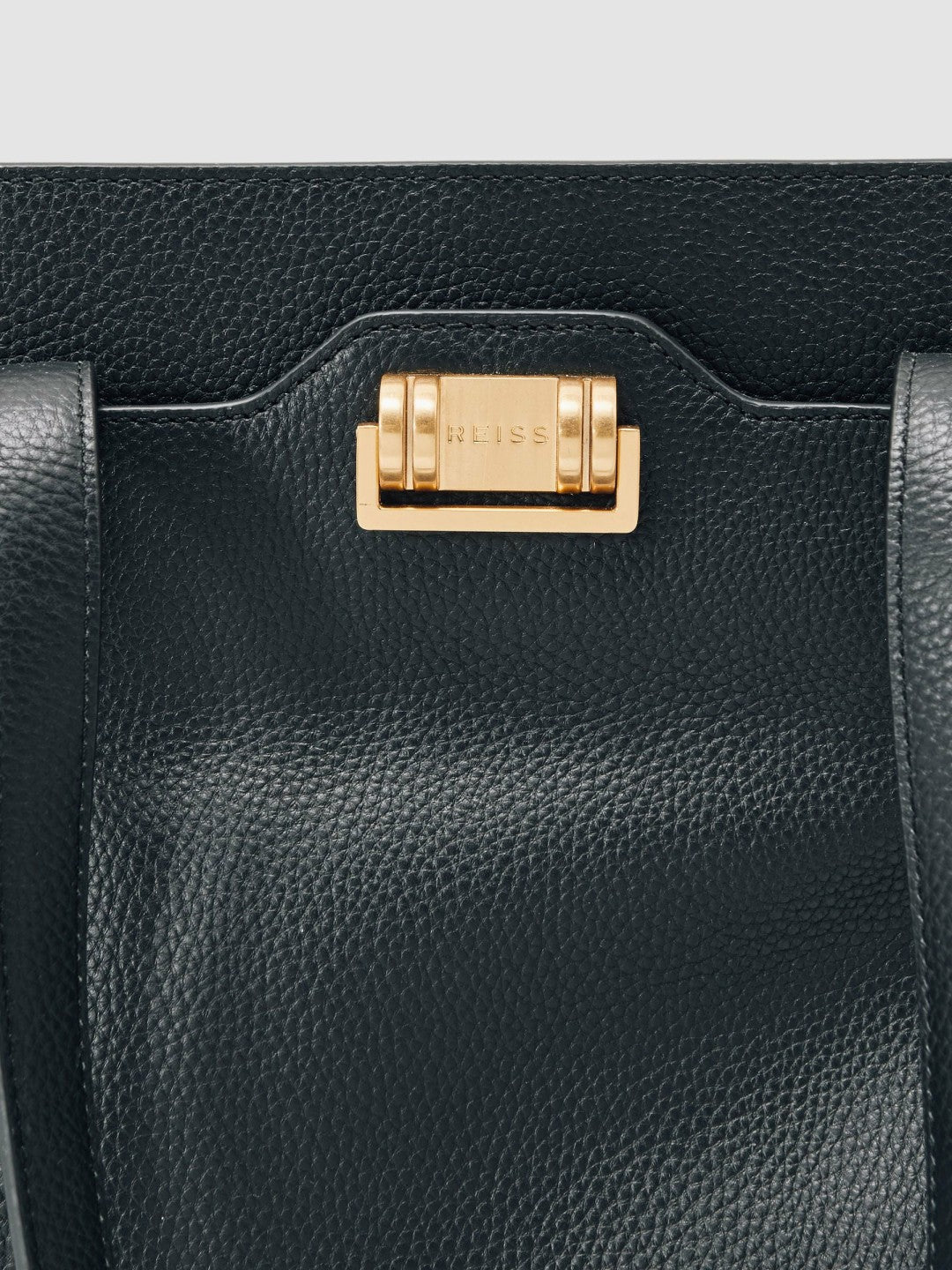 Reiss | Grained Leather Tote Bag in Black