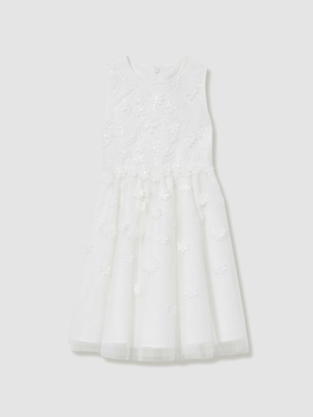Reiss | 4-9 yrs Tulle Floral-Embroidered Bridesmaid Dress in Ivory