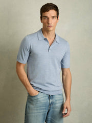 Reiss | Merino Wool Polo Shirt in Soft Blue