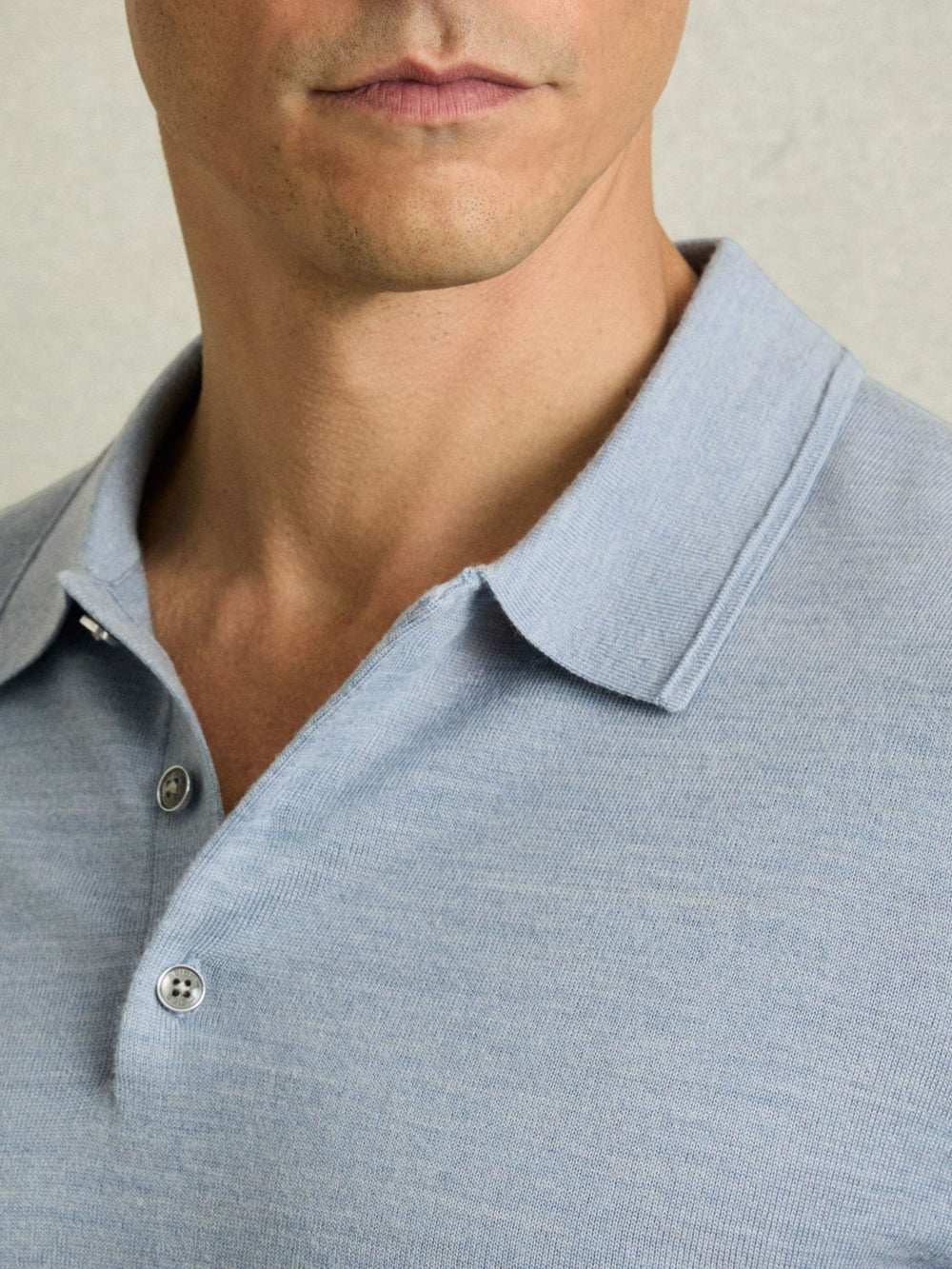 Reiss | Merino Wool Polo Shirt in Soft Blue