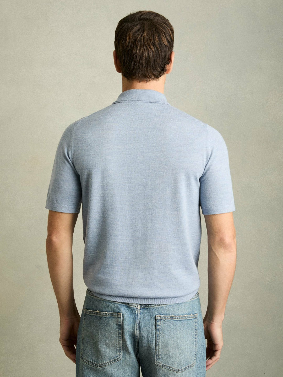 Reiss | Merino Wool Polo Shirt in Soft Blue