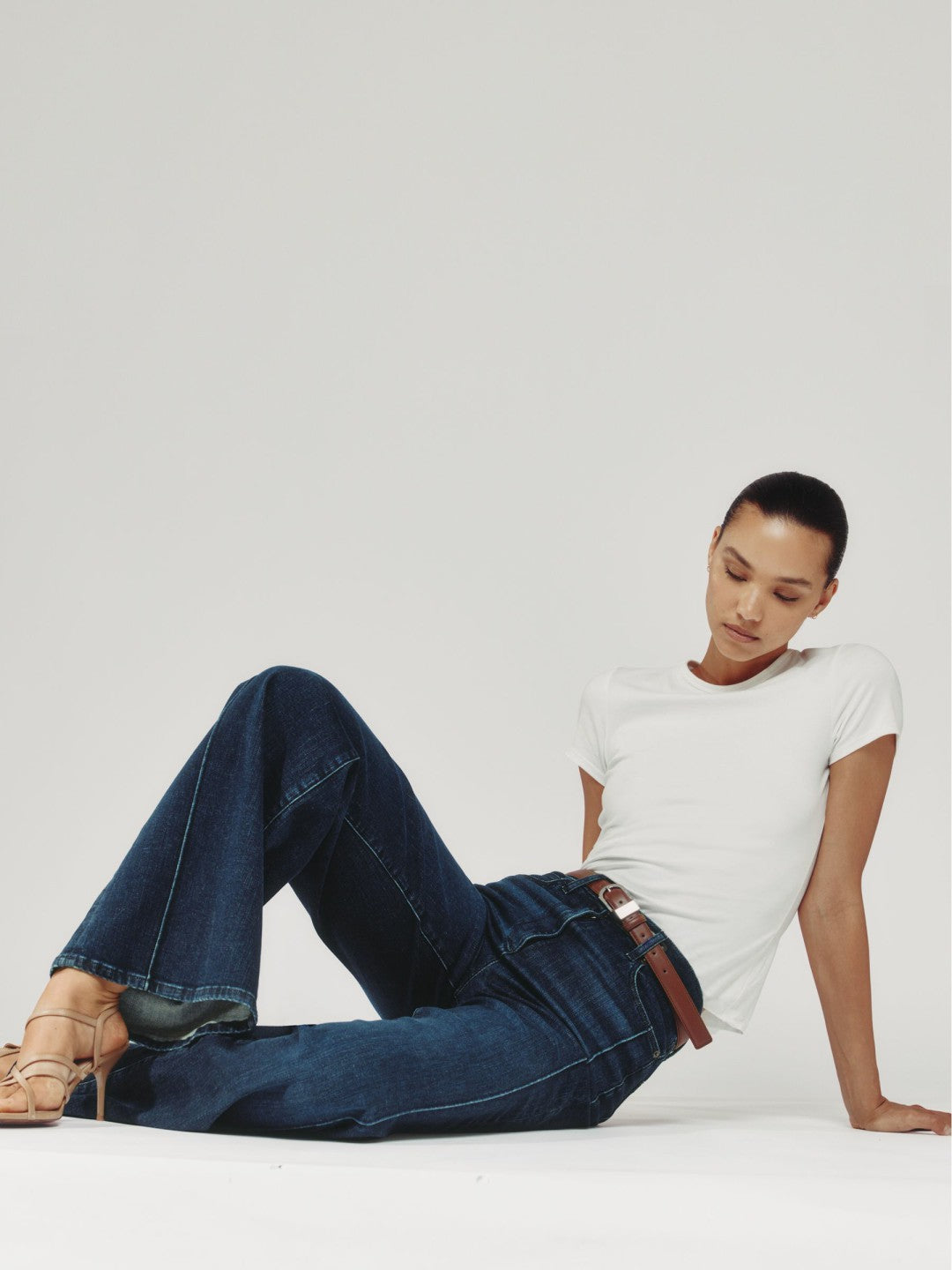 Reiss | Petite Stretch-Cotton Wide-Leg Jeans in Dark Blue