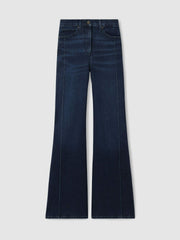 Reiss | Petite Stretch-Cotton Wide-Leg Jeans in Dark Blue