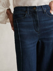 Reiss | Petite Stretch-Cotton Wide-Leg Jeans in Dark Blue