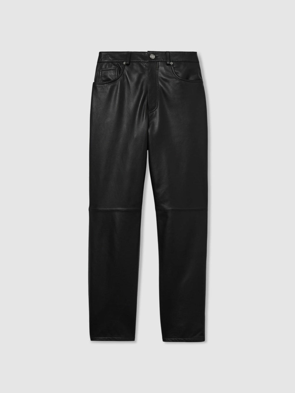 Reiss | Leather Slim-Leg Trousers in Black