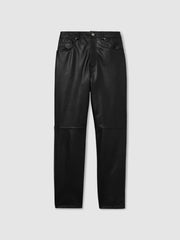 Reiss | Leather Slim-Leg Trousers in Black