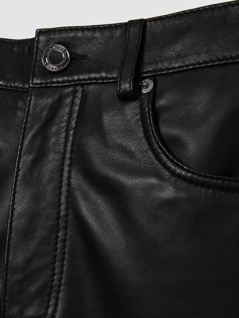 Reiss | Leather Slim-Leg Trousers in Black