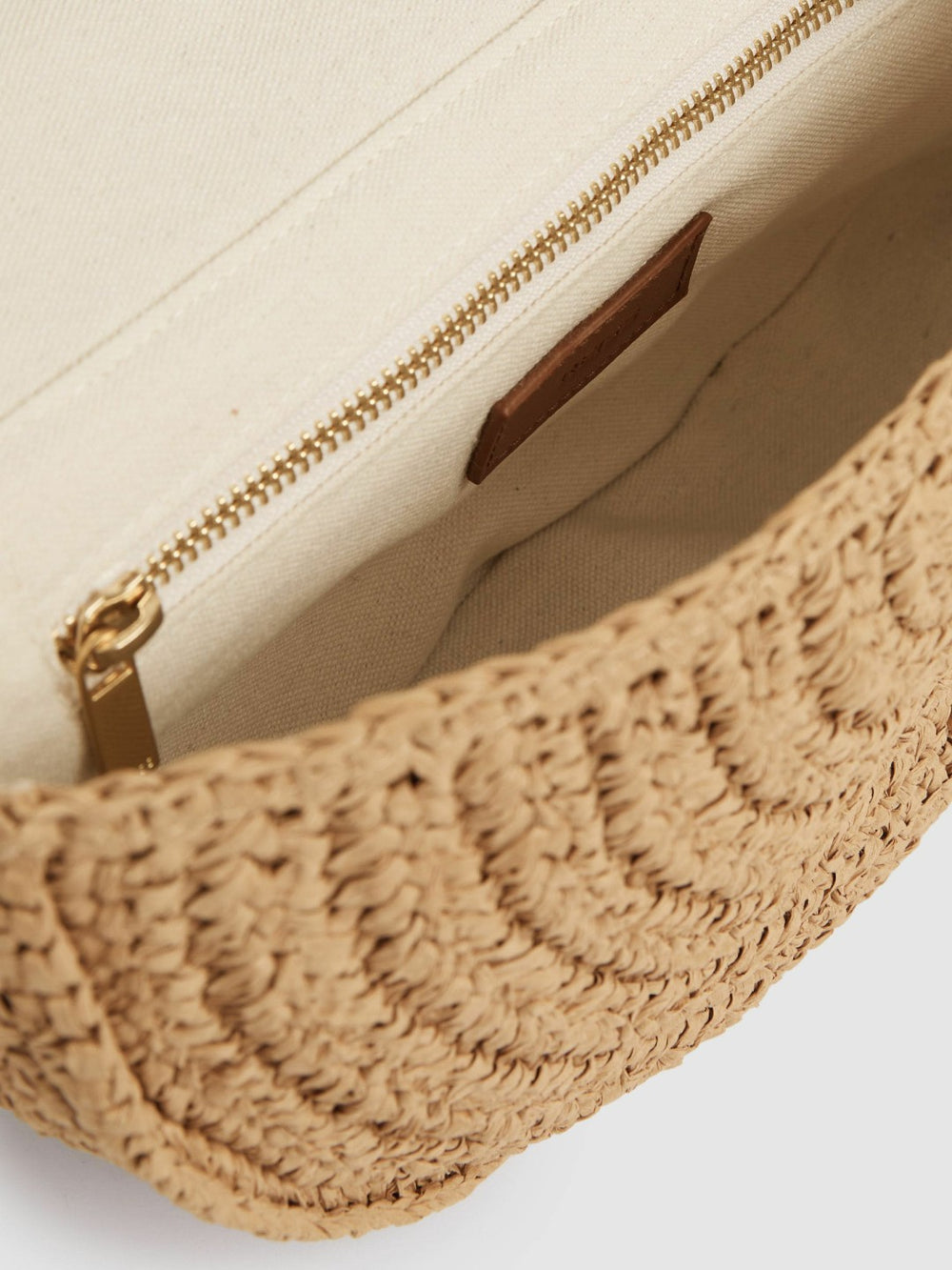 Reiss | Raffia Half-Moon Clutch Bag in Natural