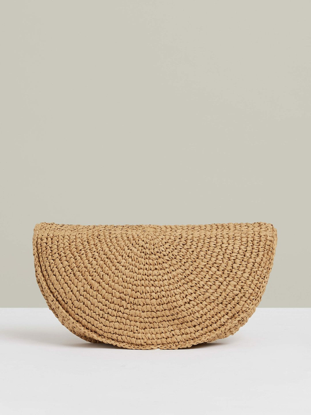 Reiss | Raffia Half-Moon Clutch Bag in Natural