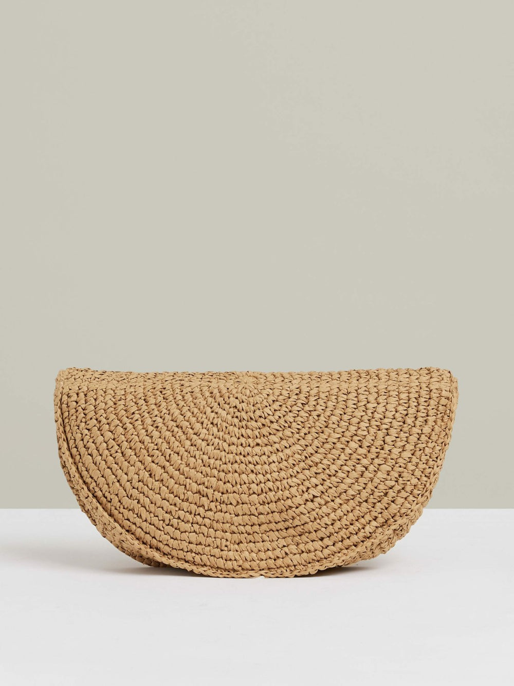 Reiss | Raffia Half-Moon Clutch Bag in Natural