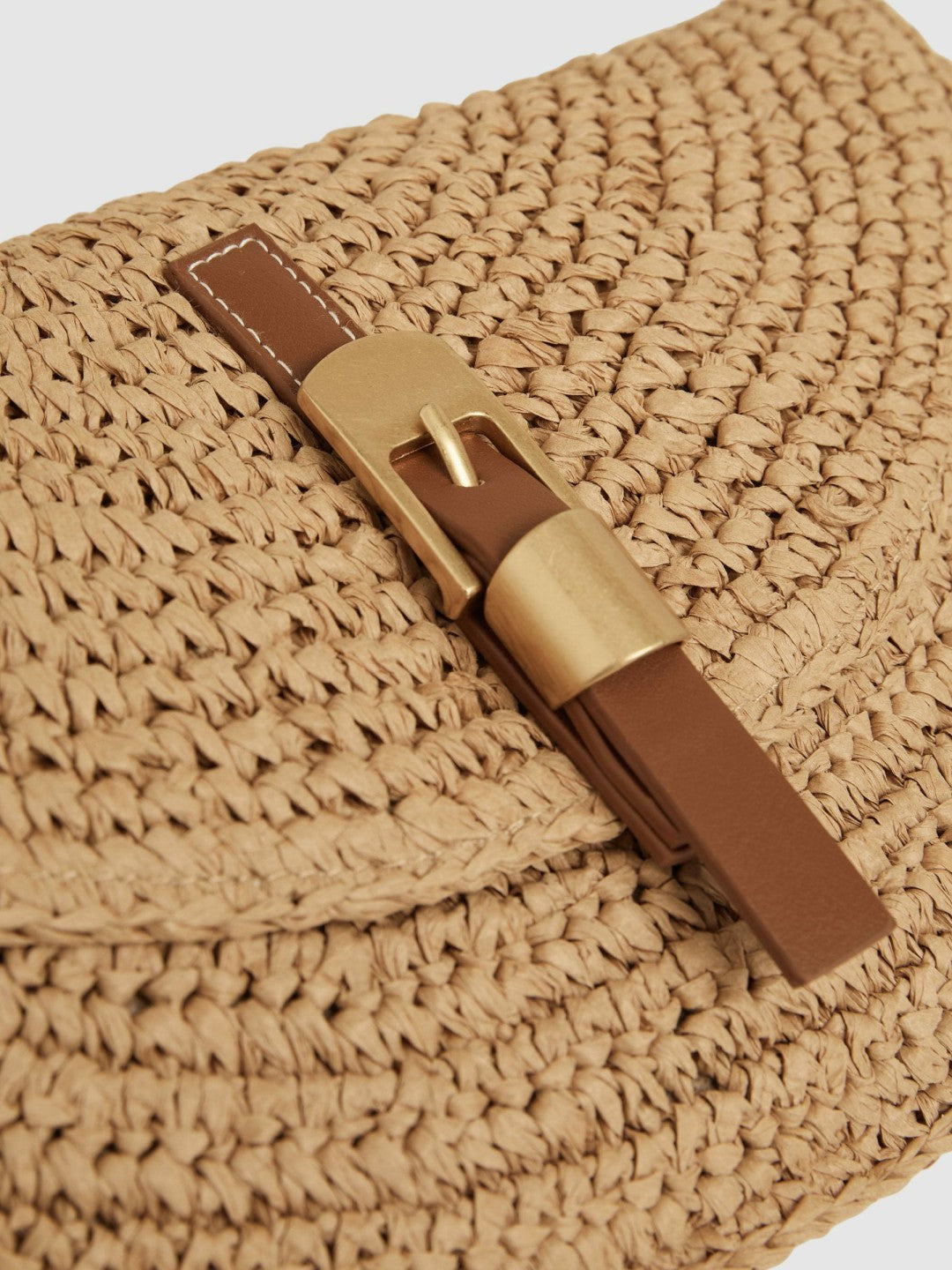 Reiss | Raffia Half-Moon Clutch Bag in Natural